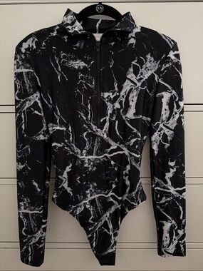 INFSD Black & White Swim Zip-Up Top